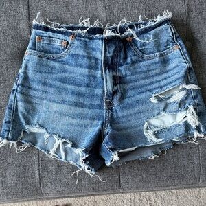 American Eagle Outfitters Blue Distressed Jean Shorts
